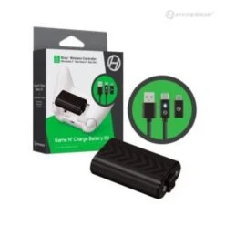 Xbox XSX XB1 Controller Battery Pack And Cable - Game N Charge Battery Kit - Works On XB1 And XSX - Hyperkin - BLACK - NEW