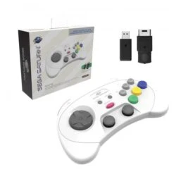 SAT Controller (1st) SEGA Retrobit - Wireless 2.4G - Pro Analog Controller - Works With SAT, Switch, & PC USB - Wireless SAT & USB Receivers Included! - White - BRAND NEW & SEALED